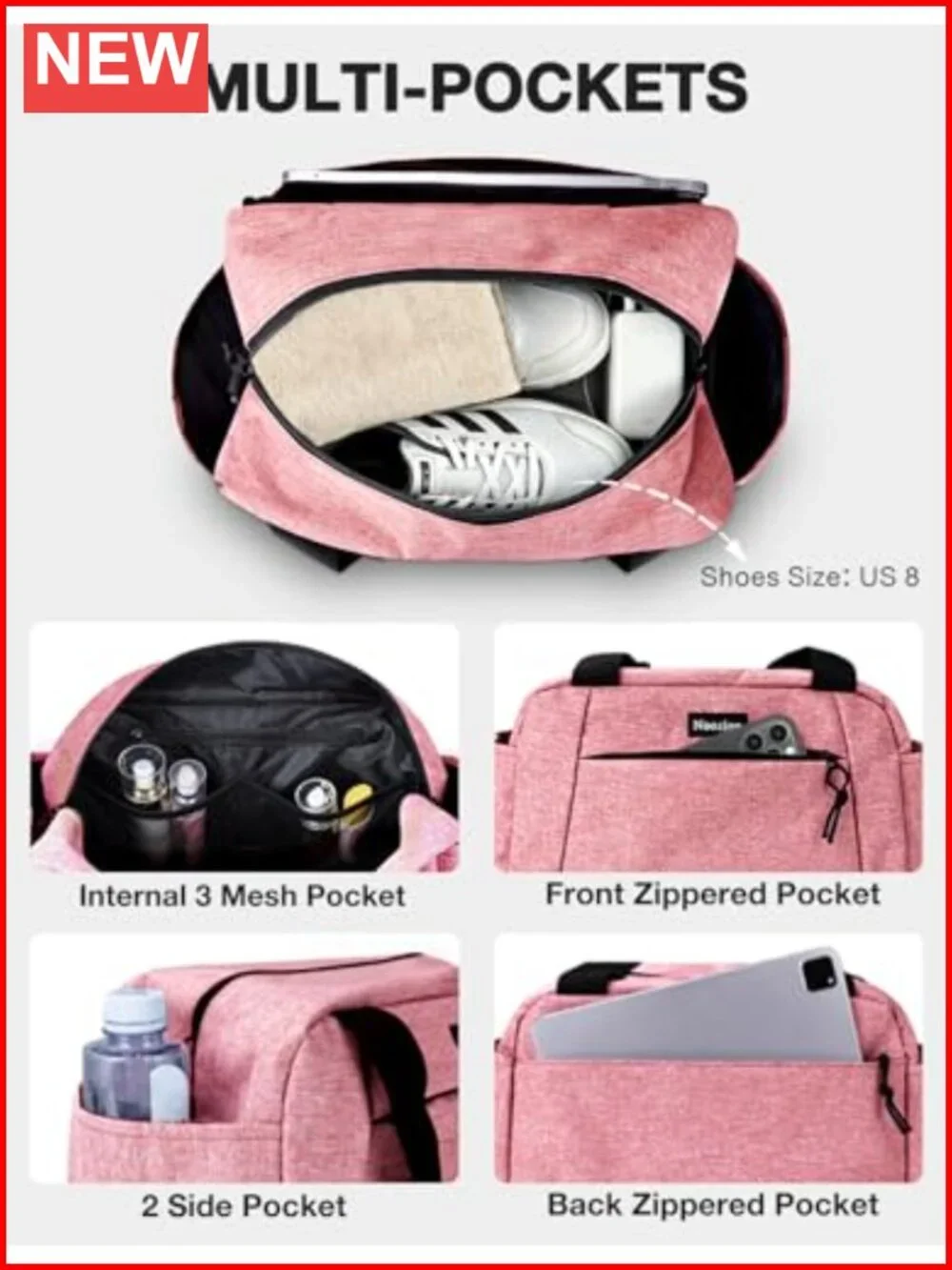 Lightweight Mini Duffle Bag with Multiple Pockets for Gym Travel Workout